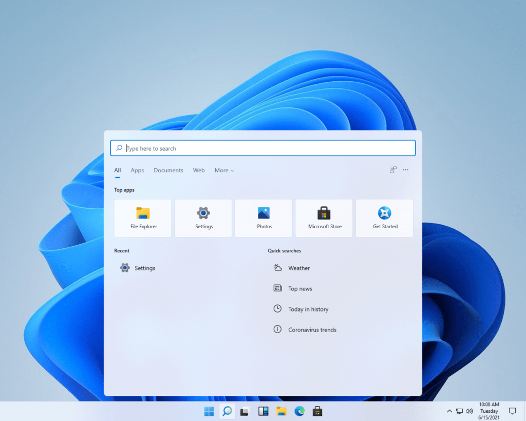Antarmuka Pencarian Windows 11